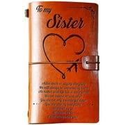 KAAYEE Birthday Gifts for Sister to My Sister Leather Journal Gifts-140 Page Fillable Travel Journal Appreciation Friendship Graduation Gifts for Sister Gift from Sister Brother Friend-Heart by Heart