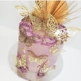 thumbnail image 2 of Decoración de pastel de mariposa de doble cara de papel dorado Decoración de pastel de cumpleaños Complemento para pastel Decoración de pastel Complemento para hornear, 2 of 6