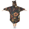 thumbnail image 2 of FORMRS Wearable Blanket Hoodie with Sleeves for Kids Cozy Flannel Sweatshirt, Dark Floral Pattern, 2 of 7