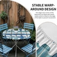 thumbnail image 2 of Lake Paddles Round Tablecloth for 36-44 Inch Tables, Fitted Table Cover with Elastic Edge, Summer Watercolor Teal Blue Striped Waterproof Outdoor Table Cloth Protector for Patio Garden Dinner Picnic, 2 of 9