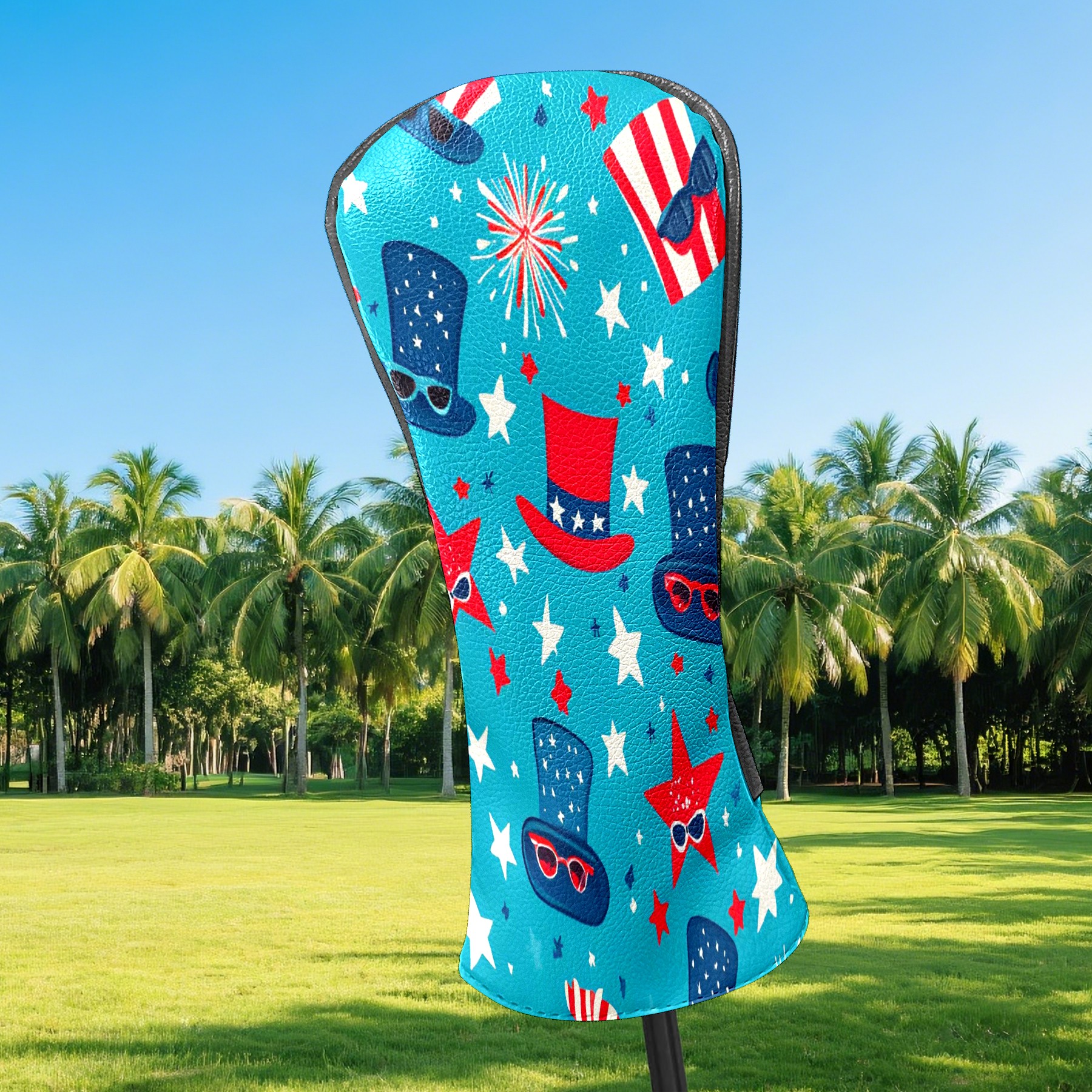 Golf Club Covers, RedBlue BalloonRose Premium PU Leather Driver Hybrid Putter Head Covers with Velvet Lining, Waterproof Golf Gifts for Men Women
