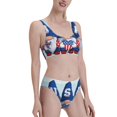 thumbnail image 2 of Daiia Cute Gnomes in USA printed 2 piece Swimsuit Bikinis for Women High Waisted Racerback Bathing Suits Summer Tummy Control Scoop Neck Swimwear-Large, 2 of 8