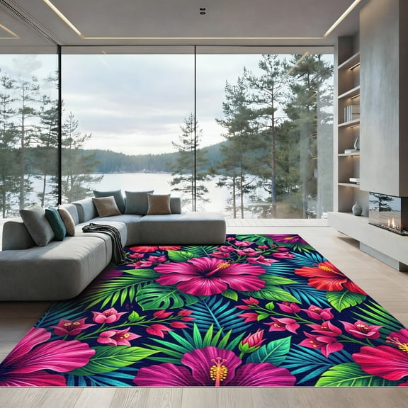 ODIKA 4' x 6' Machine Washable Non-Slip Area Rug, bohemian floral High Traffic Rug, Pink, 1114919