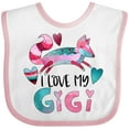 thumbnail image 3 of Inktastic I Love My Gigi Pink and Blue Fox with Hearts Boys or Girls Baby Bib, 3 of 4