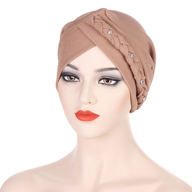 Under $10 Baseball Caps Brown Womens Multi Color Two Band Studded Braid Cap Side Braid Square Braid Cap