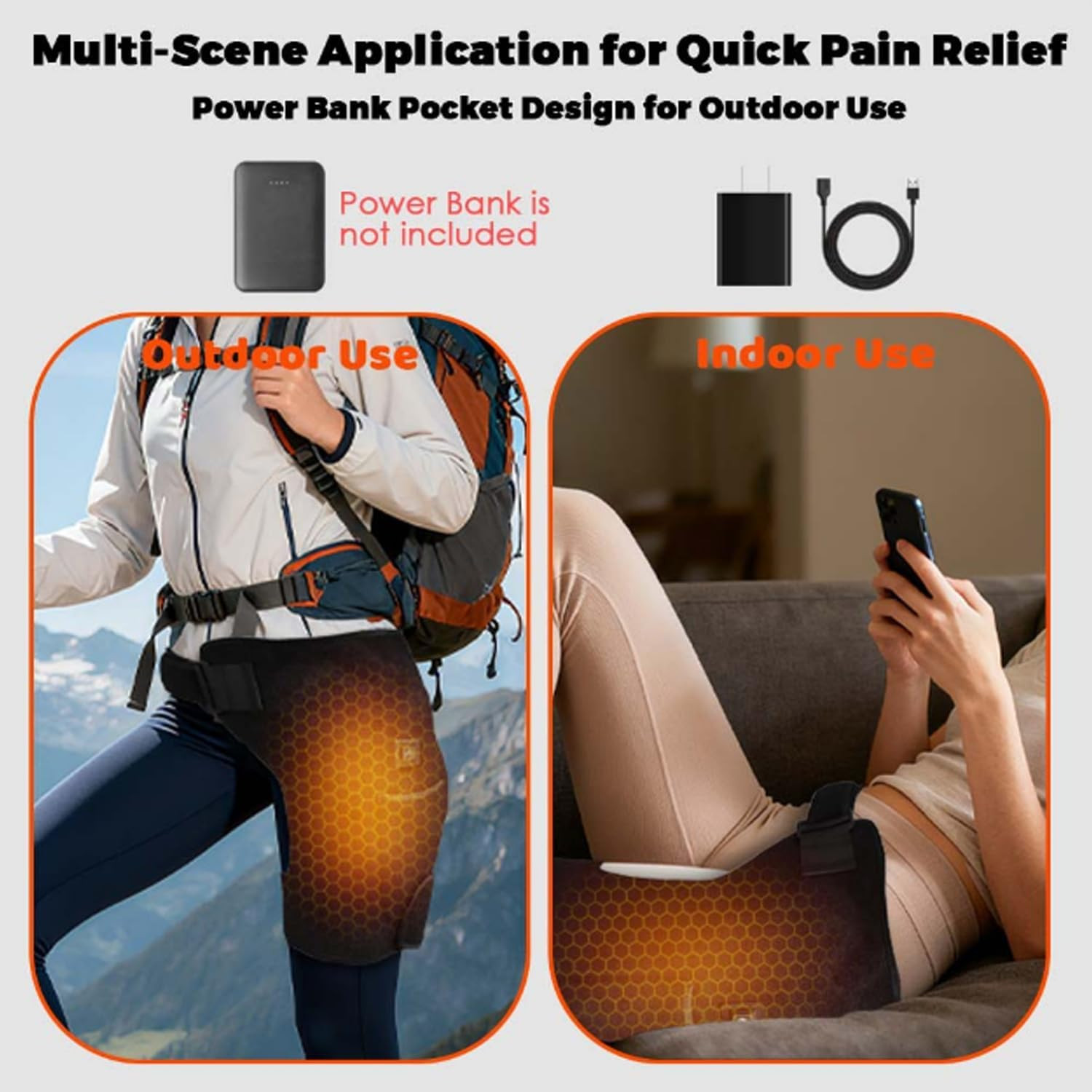 Cordless Heated Massage for Hip/Sciatica Pain Relief Hip Heating Pad Support Brace with Hot Physical Therapy Lower Back/Thigh/Buttock, Best Gift for Family