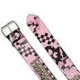 thumbnail image 3 of Snap On Art work Skull Cross Bone Tattoo Print Punk Rock Silver Star Studded Leather Belt, 3 of 5