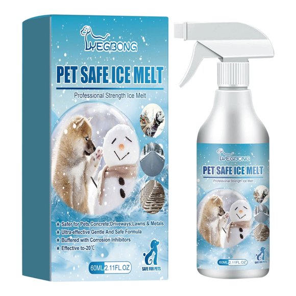 Déglaçant Sécuritaire pour Animaux 2 Fl oz, Déglaçant pour Trottoirs, Déglaçant pour Voiture, Facile à Utiliser, Ingrédients Doux, les Animaux Peuvent Jouer Passionnément