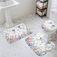 thumbnail image 3 of Marine Life Bathroom Rugs Set Jellyfish Starfish Shell Corals Oceans Non Slip Absorbent Soft Bath Mats 3 Piece Set with Bathroom Rug, U-Shaped Floor Mat, Toilet Seat Cover Large Size, 3 of 9