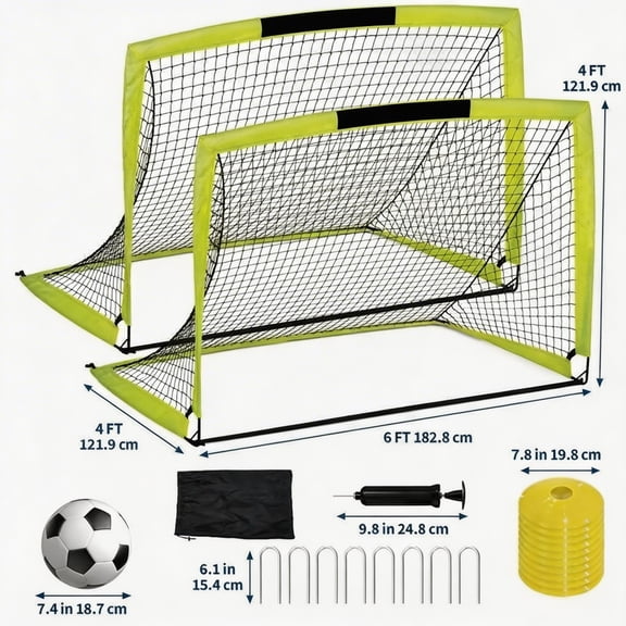 6x4 FT Soccer Goals for Backyard, Steel Frame Soccer Net with Ground Stakes, Portable Football Goal, Easy Setup for Training and Competitive Play