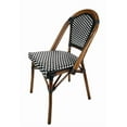 thumbnail image 3 of Black & White Armless French Bistro Patio Dining Chair by Chivari, Hand Woven Wicker, Dark Brown Brush Stroke Painted Aluminum Frame Mold Resistant & Rust Proof, 3 of 7