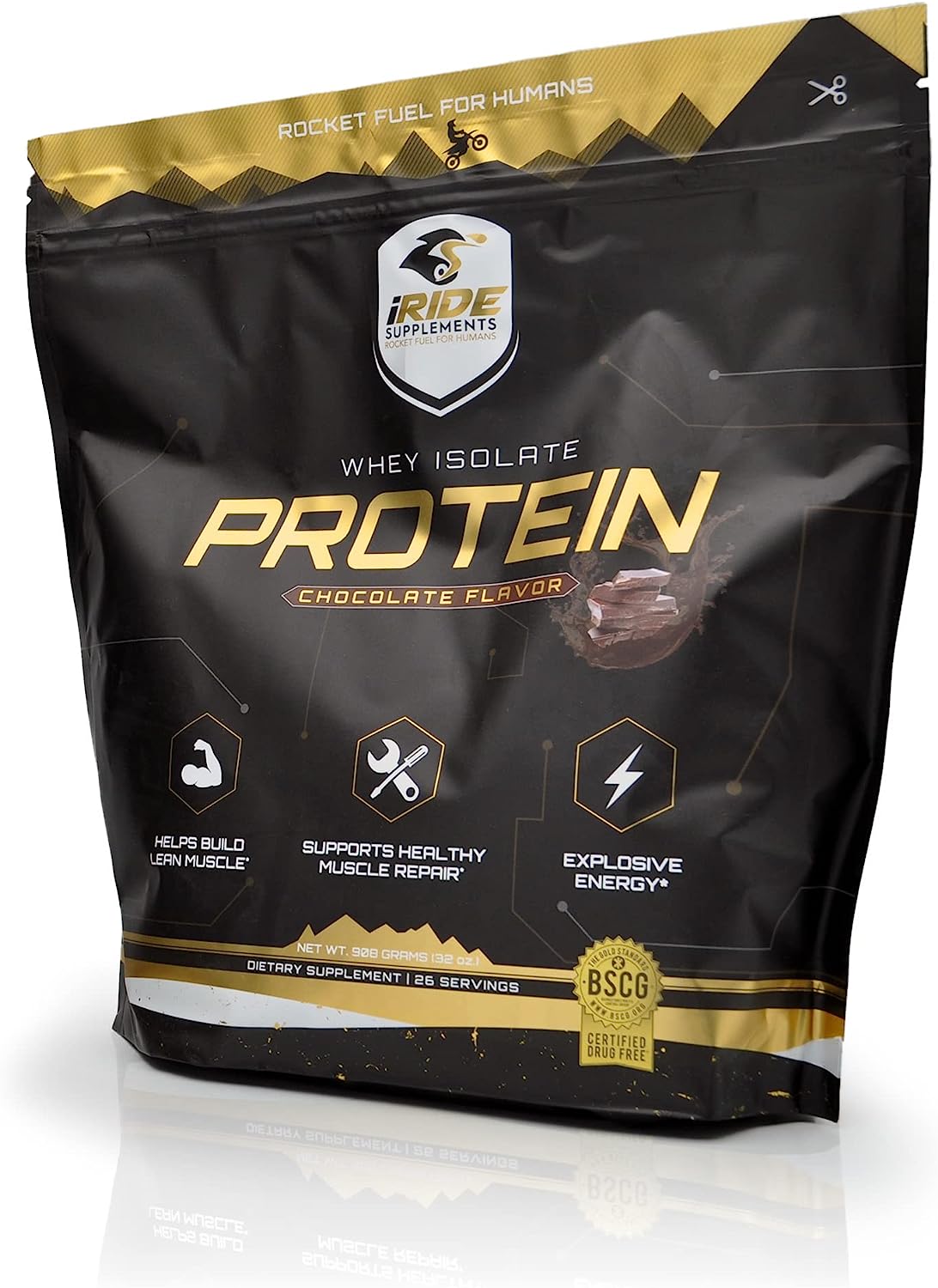 iRide Supplements iRide 100% Whey Protein Powder, Banned Substance Free and Non-GMO Post Workout Formula, Chocolate 28 Servings, Sugar free