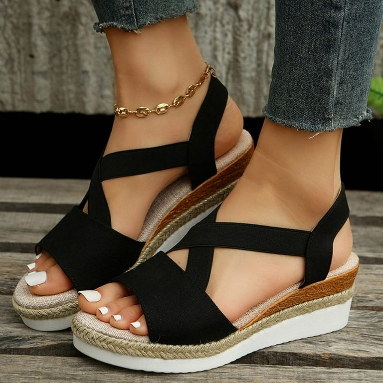 Wedge Sandals For Women Cross strap Platform Gladiator Hemp Heel Shoes Summer Walmart