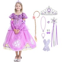 Princess Dresses Costume for Birthday Party Christmas Costume Dress Up with Rich Accessories for Toddler Girls 3-12 Years