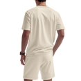 thumbnail image 3 of Men'S 2 Piece Outfits Short Sleeve Casual Shirt and Shorts Sets Khaki XXXL, 3 of 7