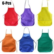 Kids' Apron Creative Solid Color Non-woven Drawing Apron Art Smock with Front Pockets for Kids