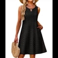 thumbnail image 2 of Vestidos de Verano para Mujer 2025, Informales, Sueltos, Sin Mangas, con Ojales, con Bolsillos, Negros, Talla S, 2 of 6