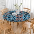 thumbnail image 3 of Colorful and Functional Round Table Cover, Boho Floral Design with Elasticated Edge, Fits Tables Up to 56 Inches in Diameter, 3 of 7