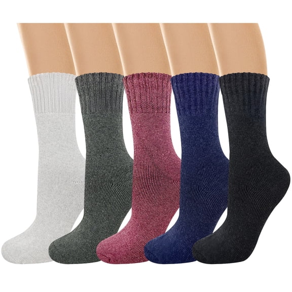 allydrew Thick Thermal Warm Merino Wool Hiking Socks for Women (Set of 5), Cools