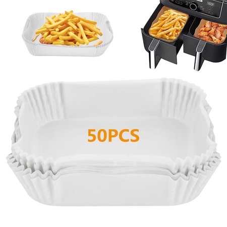 SEARCHI Air Fryer Paper Liner, 50PCS Disposable Cooking Parchment Paper Liners, White Oil Proof Baking Paper for Fryer Baking Microwave, Roasting