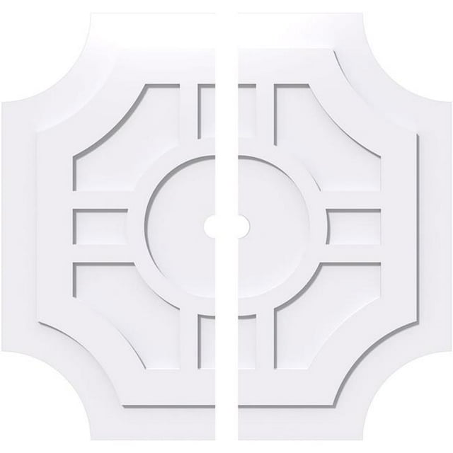 Ekena Millwork CMP36HS2-02000 36 in. OD x 2 in. ID Square Haus Architectural Grade PVC Contemporary Ceiling Medallion - 2 Piece