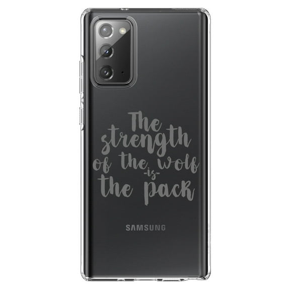 DistinctInk Clear Shockproof Hybrid Case for Galaxy Note 20 ULTRA (6.9" Screen) - TPU Bumper Acrylic Back Tempered Glass Screen Protector - Strength of the Wofl is the Pack