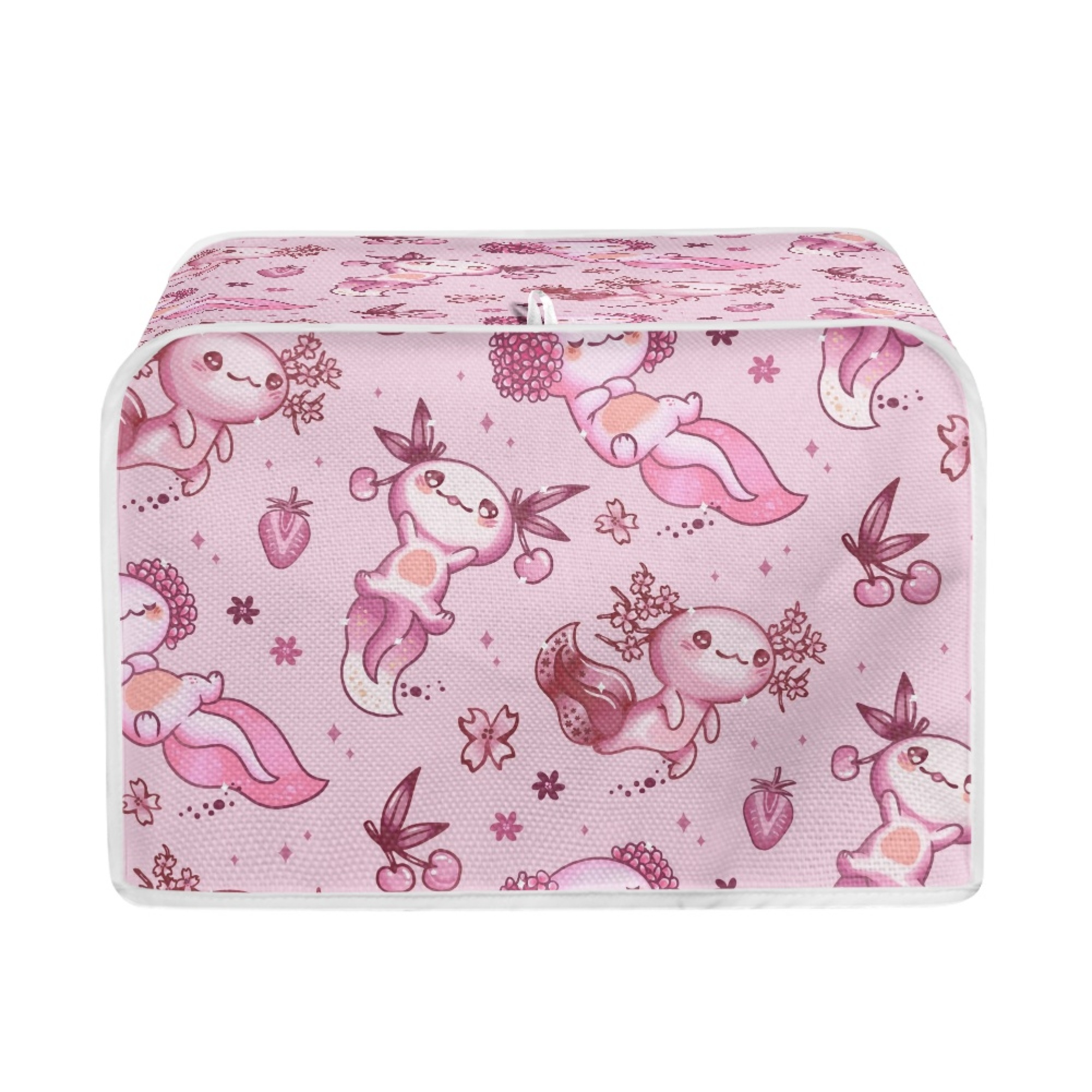 NETILGEN Pink Strawberry Cherry Axolotls Pattern 2 Slice Toaster Oven