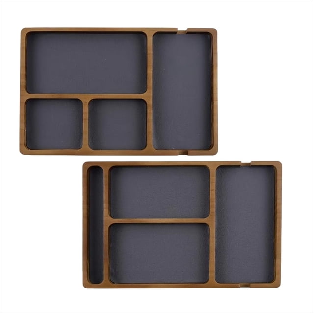 Bandeja Organizadora de Sintético con 4 Compartimentos, de Madera, para Mesita de Noche, para Guardar Teléfono, Joyas, Escritorios y Tocador.