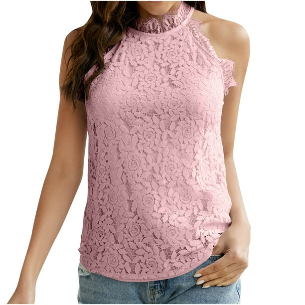 Camiseta holgada sin mangas con cuello redondo y chaleco liso a la moda para mujer Pompotops lopia992209