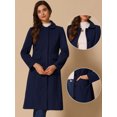 thumbnail image 2 of DARING DIVA Women's Peter Pan Collar Single Breasted Long Pea Coat Dark Blue L, 2 of 6