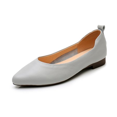 

Spring Shallow Mouth Genuine Shoes New Pointed Women‘s Single Shoes Large Size Soft Bottom Women‘s Shoes 41-43 Floating Shoes
