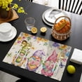 thumbnail image 3 of Watercolor Floral Gnomes Placemats Set of 12, Spring Garden Butterflies Beige Placemats for Dining Table, Place Mats for Kitchen Tabletop, Waterproof Wipeable Dining Table Mats Set, 3 of 9