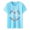 thumbnail image 7 of IROINNID Women's Casual Fashion T-shirt Short Sleeve Round Neck Happy 100th Day Of School Printed Tops, 7 of 7