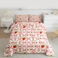 thumbnail image 2 of Homewish Cute Strawberry Ribbon Bow Bedding Comforter Set 2pcs for Preppy Children Kids,Vintage Flowers Twin Comforter Sets Microfiber,Geometric Plaid Breathable Bedding Set,Luxury Bedroom Decor, 2 of 8