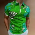 thumbnail image 2 of Tiki Garden Wall Green Men Zipper T-shirt Summer Casual Short Sleeve T-shirt Top, 2 of 7