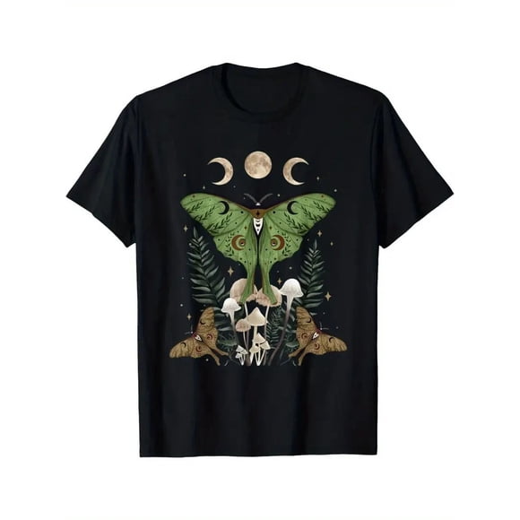 T-Shirt Unisexe Goth Esthétique Fairycore Grunge Luna Papillon de Nuit Amateur de Champignons D96, jusqu'à la Taille 5TG