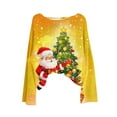 thumbnail image 2 of Womens Tops Christmas Printed Casual Crew Neck Long Sleeve Pullover Sweater Knitted Pullover Top,Blouse for Women Yellow S, 2 of 6