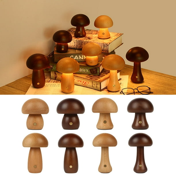 Xihbxyly Lámpara de Noche de Madera, Lámpara Led Recargable de Escritorio, Control Táctil de Brillo, Madera de Haya y Nogal, Decoración para Dormitorio y Sala de Estar, Regalo Elegante para Mujer (1