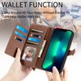 thumbnail image 4 of Case for iPhone 12 Pro ,Magnetic Leather Wallet Card Pocket Zipper Case Kickstand Cover with Wrist Strap for iPhone 12 Pro 6.1inch, 4 of 10