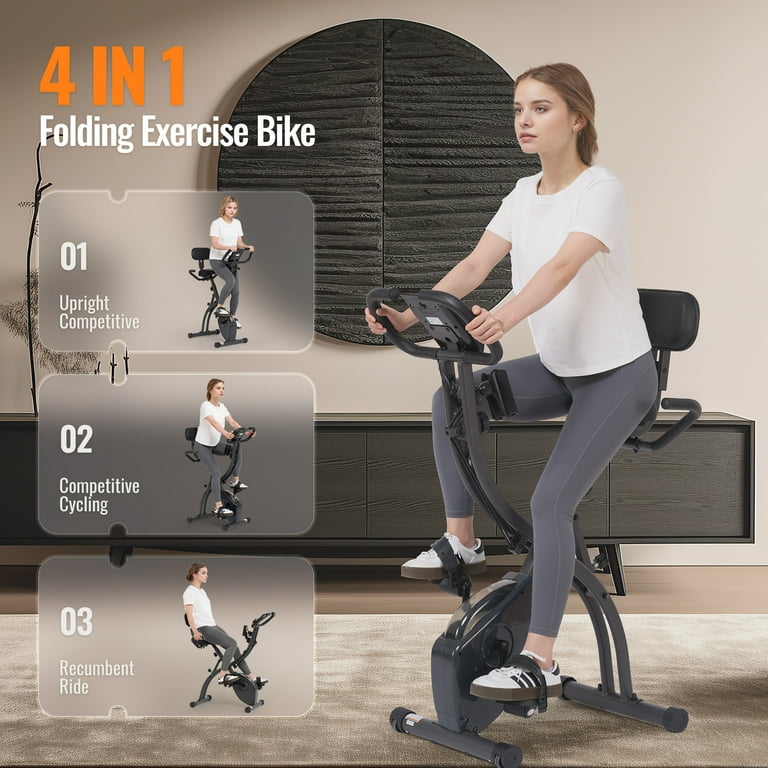 MaxKare Folding Magnetic Exercise Bike, 3-in-1 Stationary Bicycle