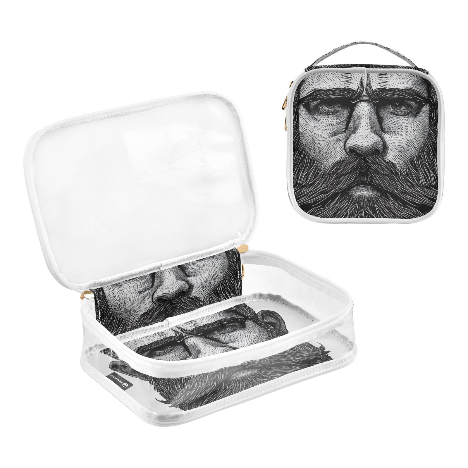 Clear Makeup Bags with Handle Large Opening 2 Pack Set Toiletry Bag Quart Size Bag, for Women Man Traveling Travel Essentials, Toiletries and Other. Beard