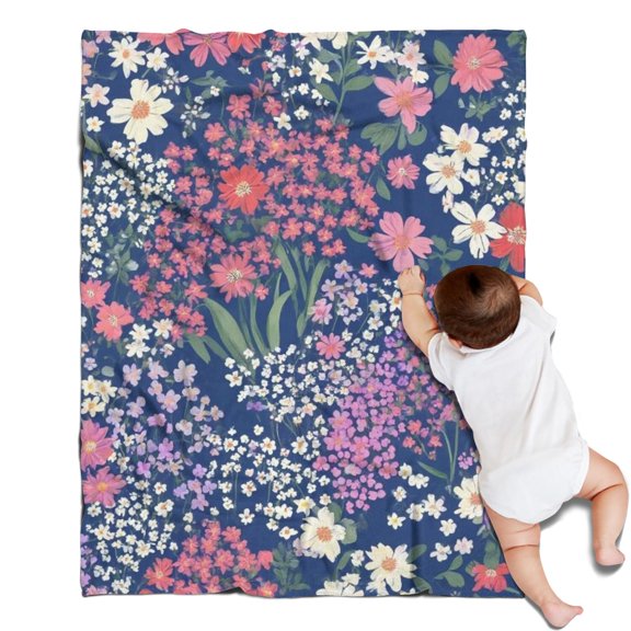 Pioneer Flower Floral Print Pattern Blanket,Comfortable Soft Flannel Throw Blanket,All Season,Warm Lightweight Blankets for Sofa Bed Couch Living Room Chair,30"x40"