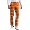 thumbnail image 1 of Pantalones de Hombre Inspire Chic de Cuadros con Frente Plano, Cintura Elástica y Botón 38 Marrón Oscuro, 1 of 7