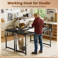 thumbnail image 6 of 54" Computer Desk, Modern Office, Study & Gaming Desk with Storage, Large Legroom, Sturdy Metal Frame, 6 of 8