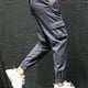 thumbnail image 4 of Pantalones largos para hombre, informales, lisos, con bolsillo, cintura elástica, para exteriores, con cordón ajustable, para trabajo, 4 of 4