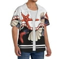 thumbnail image 4 of Gaeub Starfishes Shells Men's Lapel Short Sleeve Shirt, Relaxed Fit Shirt, Soft and Breathable for Outdoors Party Travel - 3X-Large, 4 of 7