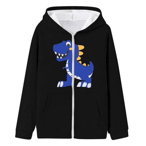 oqasdz Girls Jackets Children Long Sleeve Cartoon Prints Hooded Coat Open Front Full Zip Cardigan with Pocket Comfortable Top Jacket Outwear Size 4 Y-5 Y