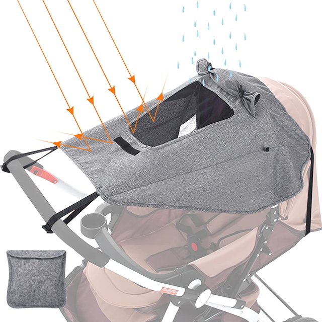 Parasol gris para cochecito de bebé, cochecito de protección solar para cochecito de bebé, parasol anti UV UPF50+ para cochecito Sincero Electrónica