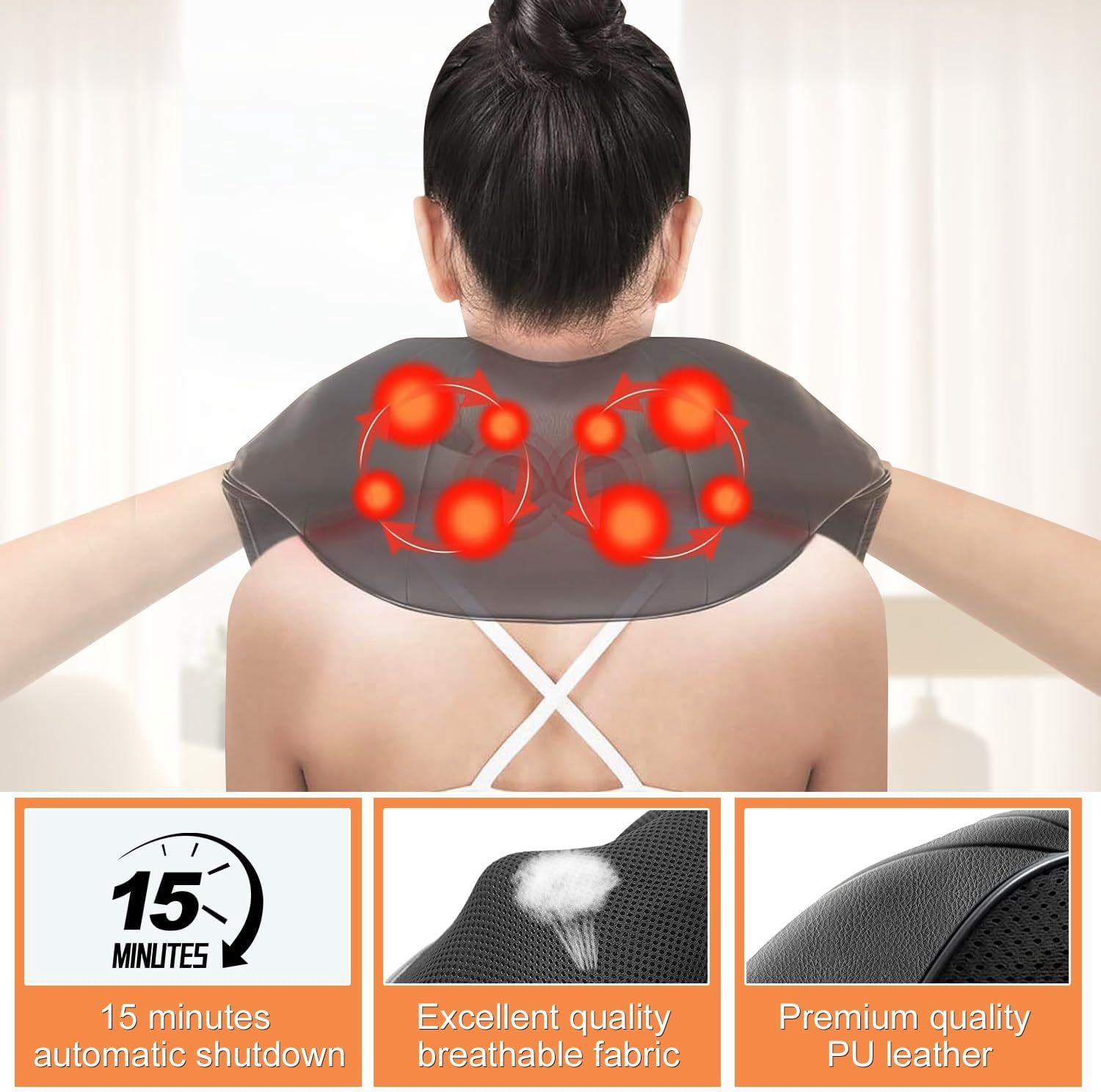 Shiatsu Neck and Shoulder Massager with Heat, Back Massager-Electric Deep Tissue 3D Kneading Massage for Shoulder Leg Body Muscle Pain Relief Use for Home Office,Best Gifts for Women Men Mom Dad