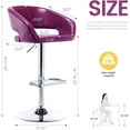 thumbnail image 3 of CQAOE Adjustable Bar Stool with Hollow Back and Arms, Modern PU Leather Swivel Barstool, Airlift Counter Height Bar Chair for Kitchen Dining Room (Purple), 3 of 8